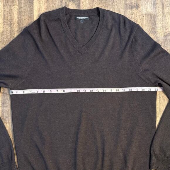 Express Design Studio 100% Italian Merino Wool V-Neck Pullover Sweater Brown XL - Picture 5 of 9